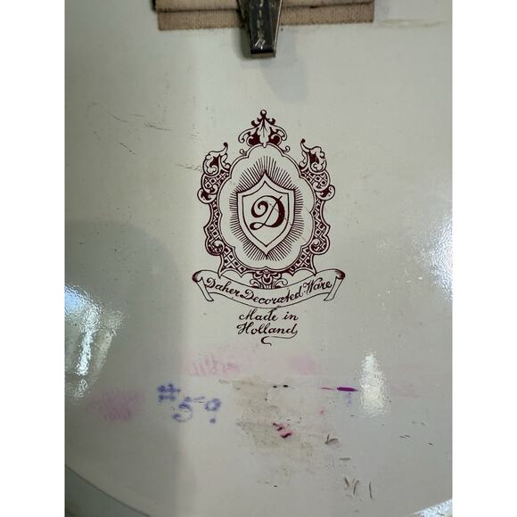 Vintage Daher Decorated Ware Tin Plate Holland Cottage Sunset Scene 8” - Picture 4 of 6